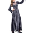 thumbnail image 3 of Sunloudy Disfraz de Cosplay de Halloween para Mujer, Vestido de Novia de Malla de Manga Larga de Longitud Completa con Accesorio de Gargantilla para Niñas, 2 Colores Sunloudy  moda, 3 of 9