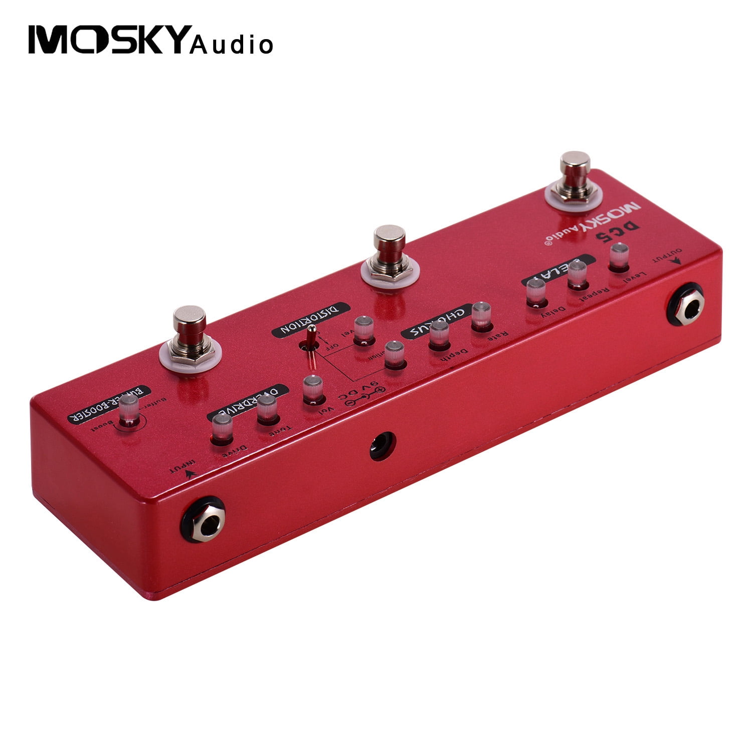 Nishore Effect Pedal,6-in-1 Pedal Delay Dc5 6-in-1 Pedal Delay Buffer Metal Buffer Metal Shell Rookin Qudai Mewmewcat Red