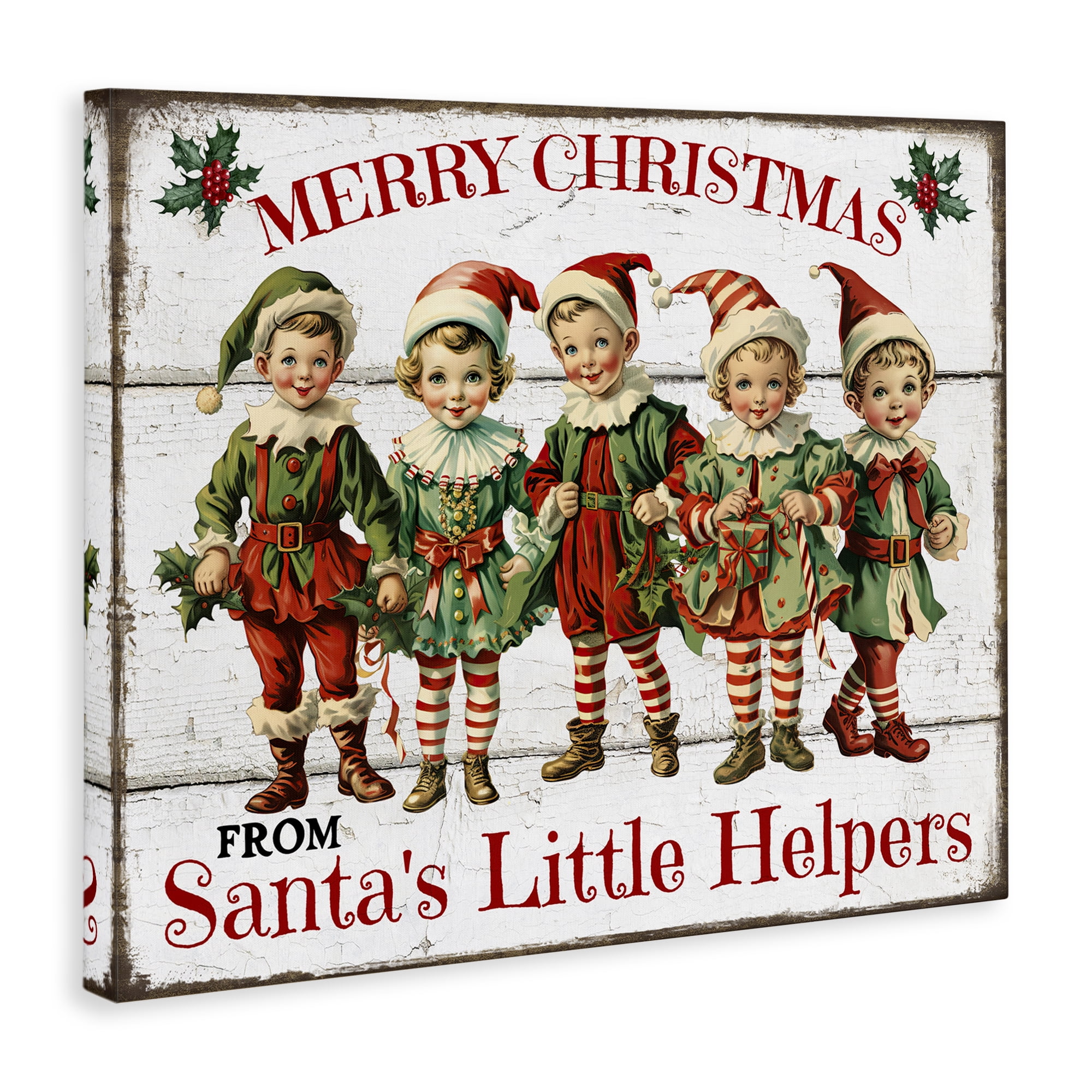 Stupell Industries Santa's Helpers Elves Holiday Painting Gallery Wrapped Canvas Art Prints Wall Art, 30 x 24