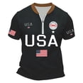 thumbnail image 3 of Laipiong 250th Anniversary USA Shirts for Men Stand Collar and Half Zip Athletic Short Sleeve V Neck Tee Tops Soft Going Out Workout Gym Tops, 3 of 3