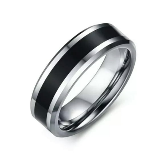 EOEMY 6mm Black Tungsten Carbide Band Men'S Engagement Polished Ring Size 7-12