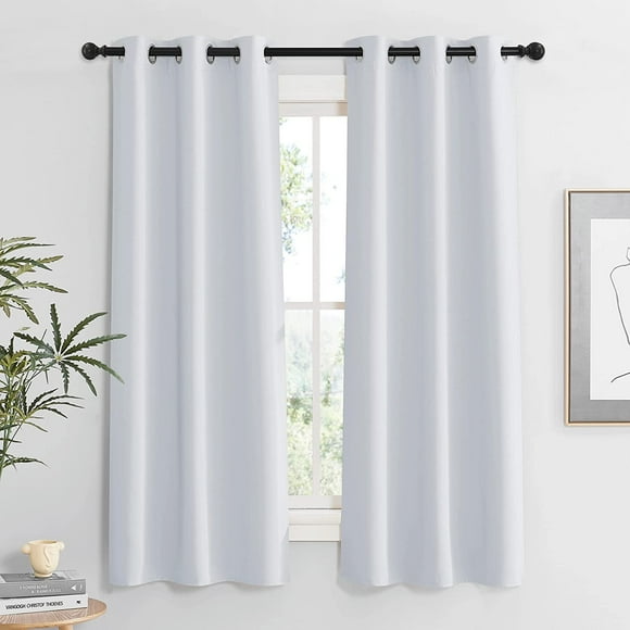 shiyou-Room Darkening Curtains for Living Room, Energy Smart Privcay Window Curtains Drapes Durable Rustproof Grommet Panels for Bedroom Laundry Room, W37 x L63 inch, Greyish White, Set of 2