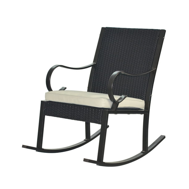 Muriel Outdoor Wicker Rocking Chair, Black Wicker Rocking Chair Outdoor