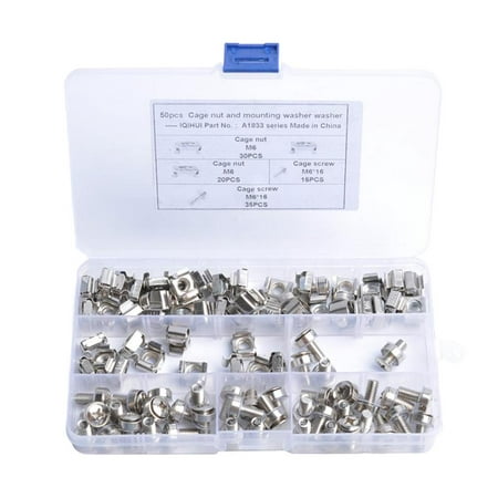 

50 Mount Cage Nuts Screws and Washers for Rack Mount Server Cabinet Rack Mount Server Shelves Routers (M6 x 16mm)
