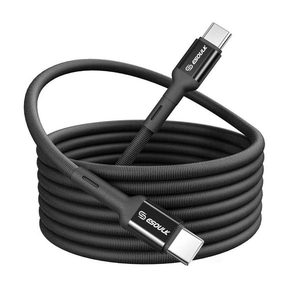 Esoulk 4ft USB-C to USB-C 30W 3A Fast Charge/Data Sync Nylon Braided Cable for Samsung Galaxy A35 5G - Black