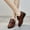 Brown, variant on SMihono Flip Flops Sandals Womens Summer Casaul Women's Fashion Middle Heels Shoes Round-Toe Chunky Heel Metal Leather Belt Buckle Shoes Slipper On Clearance