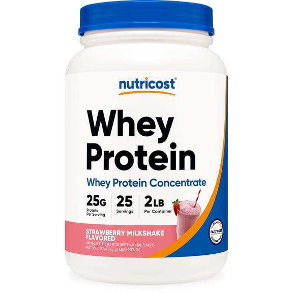 Nutricost Whey Protein Concentrate Powder (Strawberry Milkshake) 2LBS - Non-GMO