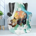 thumbnail image 4 of Animal Soft Flannel Fleece Blanket, Colorful Creature on a Watercolor Style Background Powerful Animal in Sketch Style, Cozy Plush for Indoor and Outdoor Use, 50" x 70", Multicolor, by Ambesonne, 4 of 5