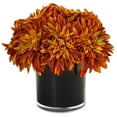 thumbnail image 1 of Nearly Natural Dahlia Mum Silk Arrangement in Black Glossy Cylinder Vase, 1 of 2