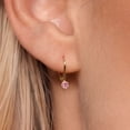 thumbnail image 3 of Gem Stone King 14K Yellow Gold Pink Lab Grown Diamond Drop Dangle Earring for Women with Leverback (0.12 Cttw, Gemstone Birthstone, Round 2.5MM), 3 of 6