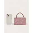 thumbnail image 3 of REMANLAND Women's Sparkling Textured Evening Handbag with Braided Top Handle, Pink, 3 of 7