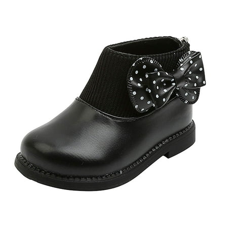Huesdet Boys Girls Glitter Ankle Boots Kids Waterproof Shoes with Side Zipper for Toddler/Little Kid/Big Kid(Black 2.5-3 Years)