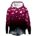 thumbnail image 2 of NAISIBABY Girls Valentine's Day Hoodie, Heart Prints Long Sleeve Fleece Lined Pullover Fashion Hooded Sweatshirt Multicolor 11T, 2 of 5