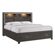 Pikcet House Furnishings Roma King Storage Bed with Music & LED Lights in Grey