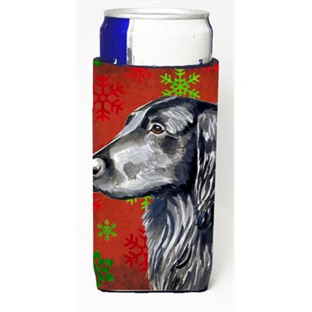

Flat Coated Retriever Red Green Snowflakes Holiday Christmas Michelob Ultra bottle sleeves For Slim Cans