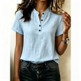 thumbnail image 5 of Ashirexll Short Sleeve Shirts for Women Summer Breathable V-Neck Short Sleeve T Shirt Woman Loose On Leisure for Daily, 5 of 5