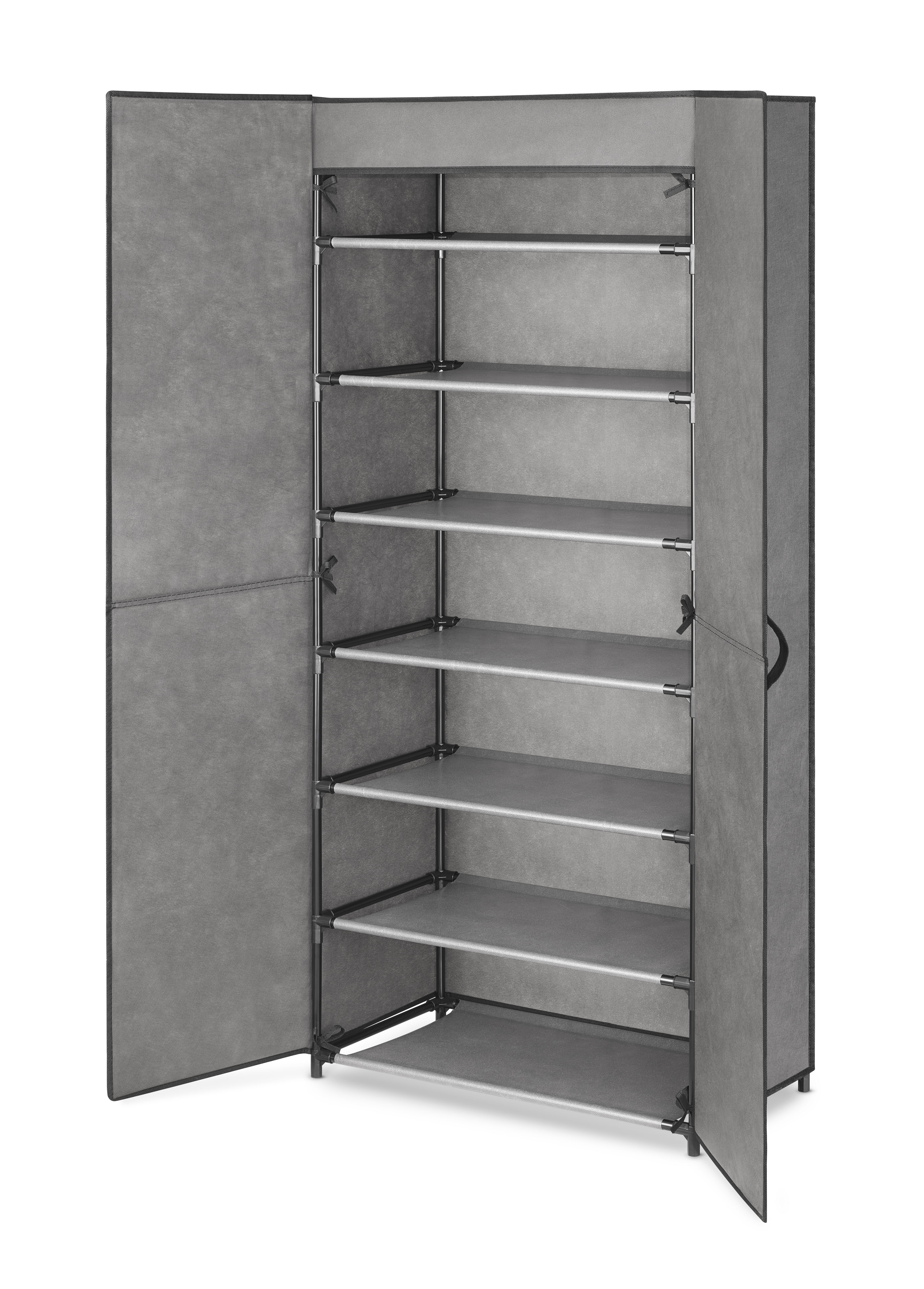 Whitmor Covered 7-Tier Shoe Rack with Doors - Gray
