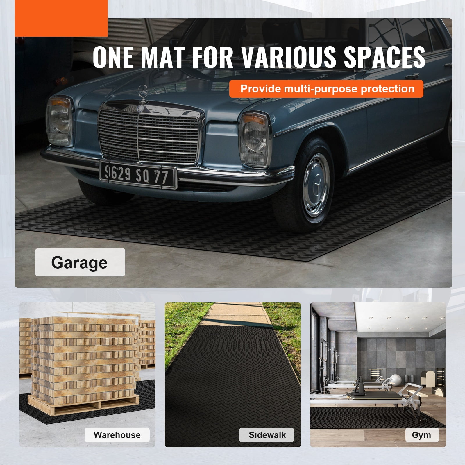 KFFKFF Diamond-Plate Rubber Flooring Roll 3mm x 4ft x 15ft Garage Floor Mat SBR