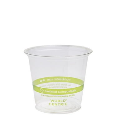 100% Compostable Cups by World Centric, Made from Ingeo PLA, for Cold Drinks, Clear, 6 oz Pack of 2000