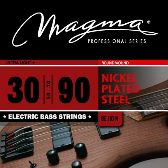 Magma Electric Bass Strings Ultra Light   - Nickel Plated Steel Round Wound - Long Scale 34" Set, .030 - .090 (BE110N)