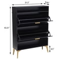 thumbnail image 3 of Sweiko Narrow Shoe Storage Cabinet with 2 Flip Drawers Wooden Shoe Organizer Cabinet with Open Shelf Freestanding Shoe Storage Rack with Door for Entryway Hallway Mudroom Bedroom Black, 3 of 9