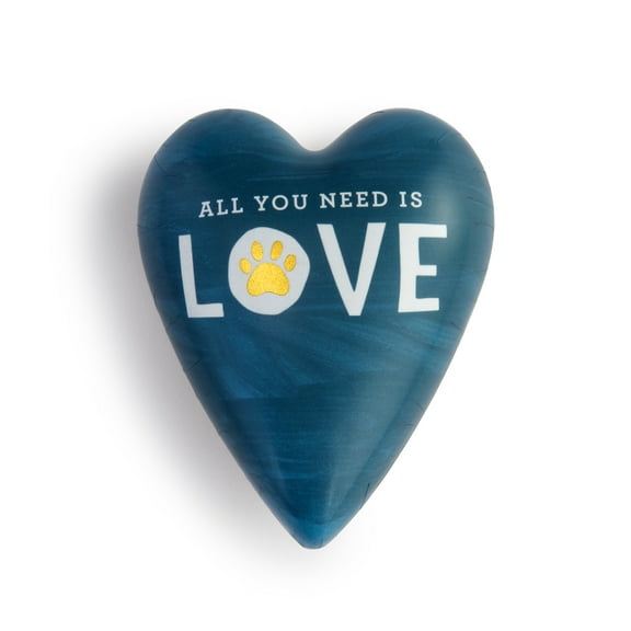 Demdaco All Need Is Love Blue Pawprint 3.5 x 3 Resin Stone Art Heart Keeper Box