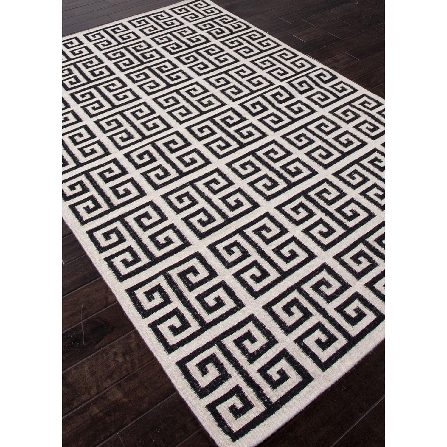 9 X 12 Ebony Black And Ivory Cream Melina Flat Weave Greek Key 9 X 12 Ebony Black And Ivory Cream Melina Flat Weave Greek Key Design Wool Area Throw Rug Com