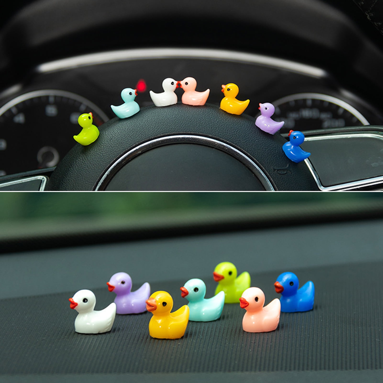 LA TALUS 20pcs Mini Duck Cartoon Design Tiny Ducks Miniature Figures  Ornament for Desktop Random Color