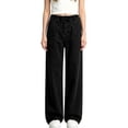 thumbnail image 3 of TKKCS Girls Baggy Straight Jeans Elastic High Waist Casual Loose Fit Pull On Washed Denim Pants Black 9-10 Years, 3 of 6