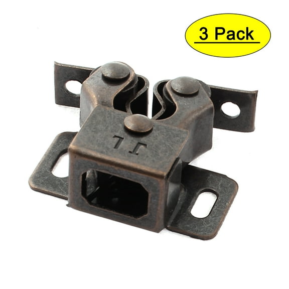 Unique Bargains 1.4" Retro Style Furniture Door Magnetic Catch Stop Stopper Latch Metal Bronze 3Pcs