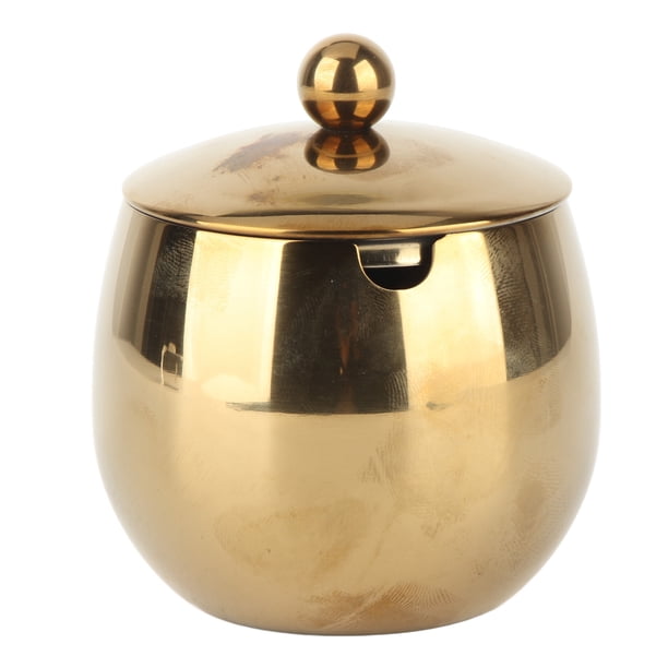 Azucarero grande de acero inoxidable, tarro de especias con tapa para almacenar sal, caramelos, café, apto para lavavajillas, dorado