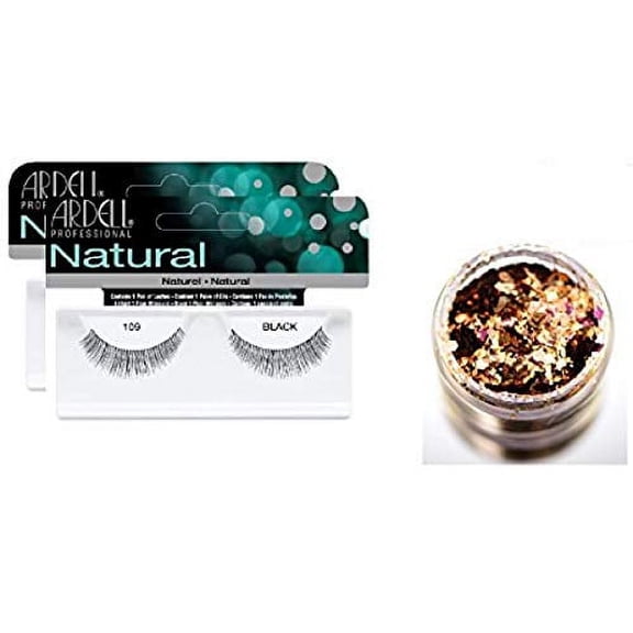 Ardell Professional NATURAL Lashes (2-PACK with bonus Skin/Hair Glitter) (109 Black (2-PACK))