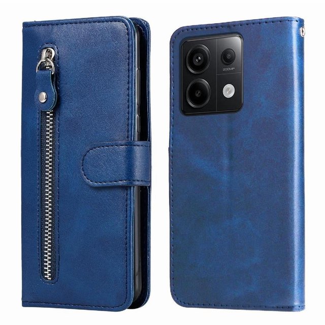 Estuche de Cuero PU con Cierre para Xiaomi Redmi Note 13 Pro 5G , Funda Protectora con Billetera y Correa