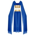 thumbnail image 4 of iiniim 2-Piece Women Belly Dance Dress Chiffon Crop Top and Split Dress Party Dancewear Royal Blue S, 4 of 7