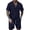 Navy, variant on Clossjun Men's Summer 2 Piece Beach Sets Texture Short Sleeve Button Down Knit Shirts and Shorts Vacation Outfits of Men