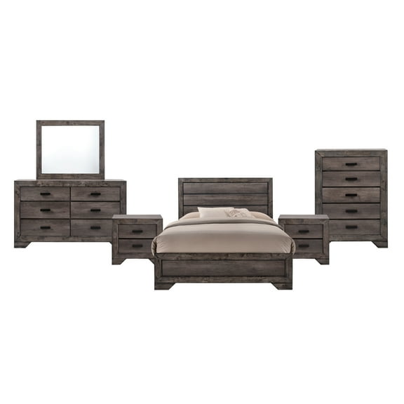 6pc Grayson Panel Bedroom Set Gray Oak - Picket House Furnishings