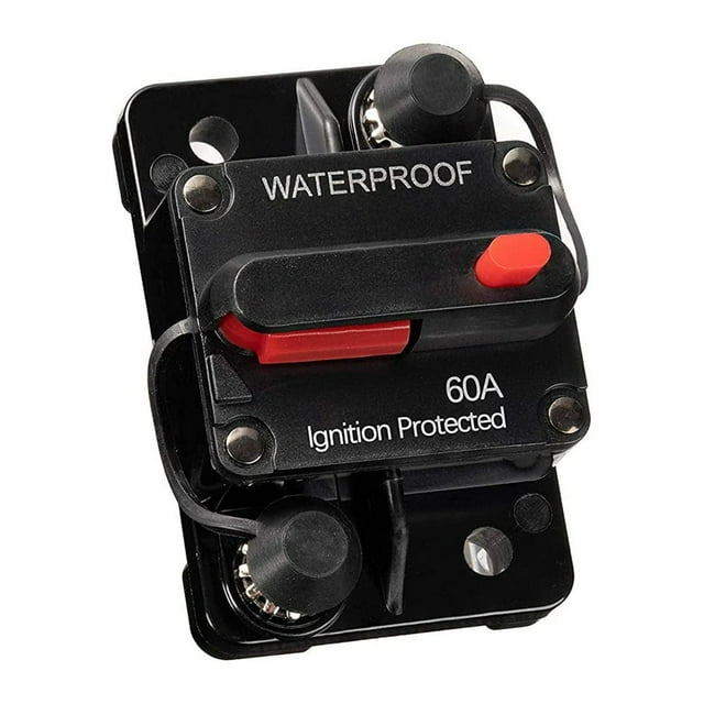 MesaSe 60 AMP Circuit Breaker with Manual Reset 12V-48V DC Waterproof Inline Fuse Inverter Marine Circuit Breaker for Car ATV Trolling Motors Boat Audio System