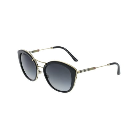 Burberry Women's Polarized BE4251Q-3001T3-53 Black Cat Eye Sunglasses