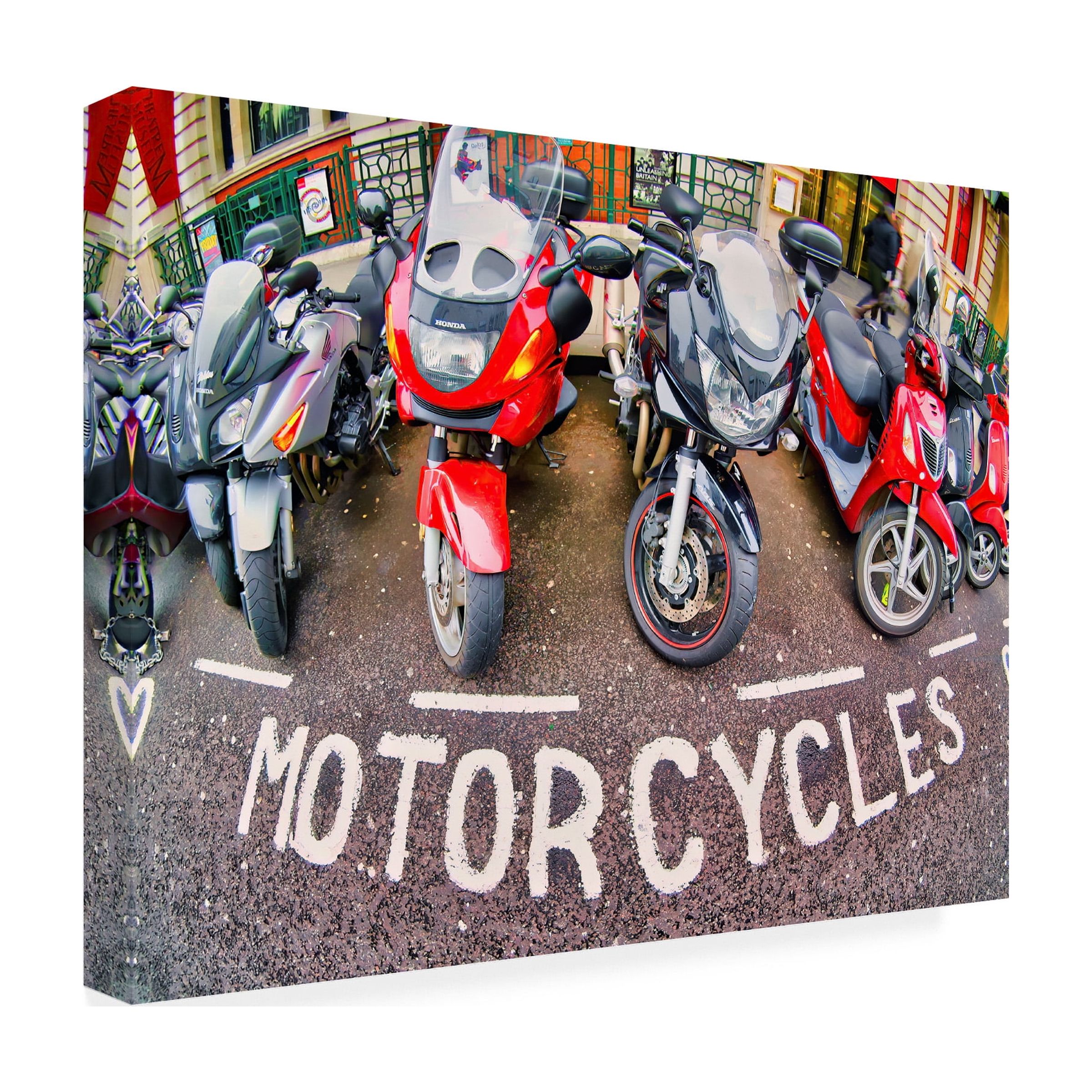 Canvas Wall Art - Mark A Paulda 'Parked Motorcycles' Wall Art for Living Room, Bedroom, or Office DÃ©cor by Trademark Fine Art - 19 x 14 Inches