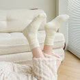 thumbnail image 4 of 1 Pair Women Winter Socks Thick Plush Warm Solid Color Elastic Anti-slip Cozy Absorb Sweat Anti-shrink Soft Mid-tube No Odor Lady Floor Socks, 4 of 8