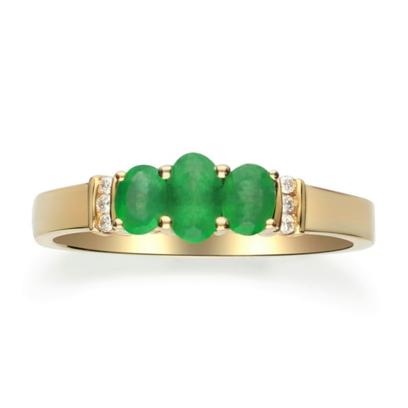Gin & Grace Jewelry 14KT YG Emerald and Diamond Accent Ring.