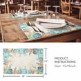 thumbnail image 3 of Placemats Set of 6, Beige Coastal Woven Placemat, Linen Place Mats for Kitchen/Dining Tables, Summer Nautical Beach Coral Starfish Washable Table Mats for Party, 3 of 8