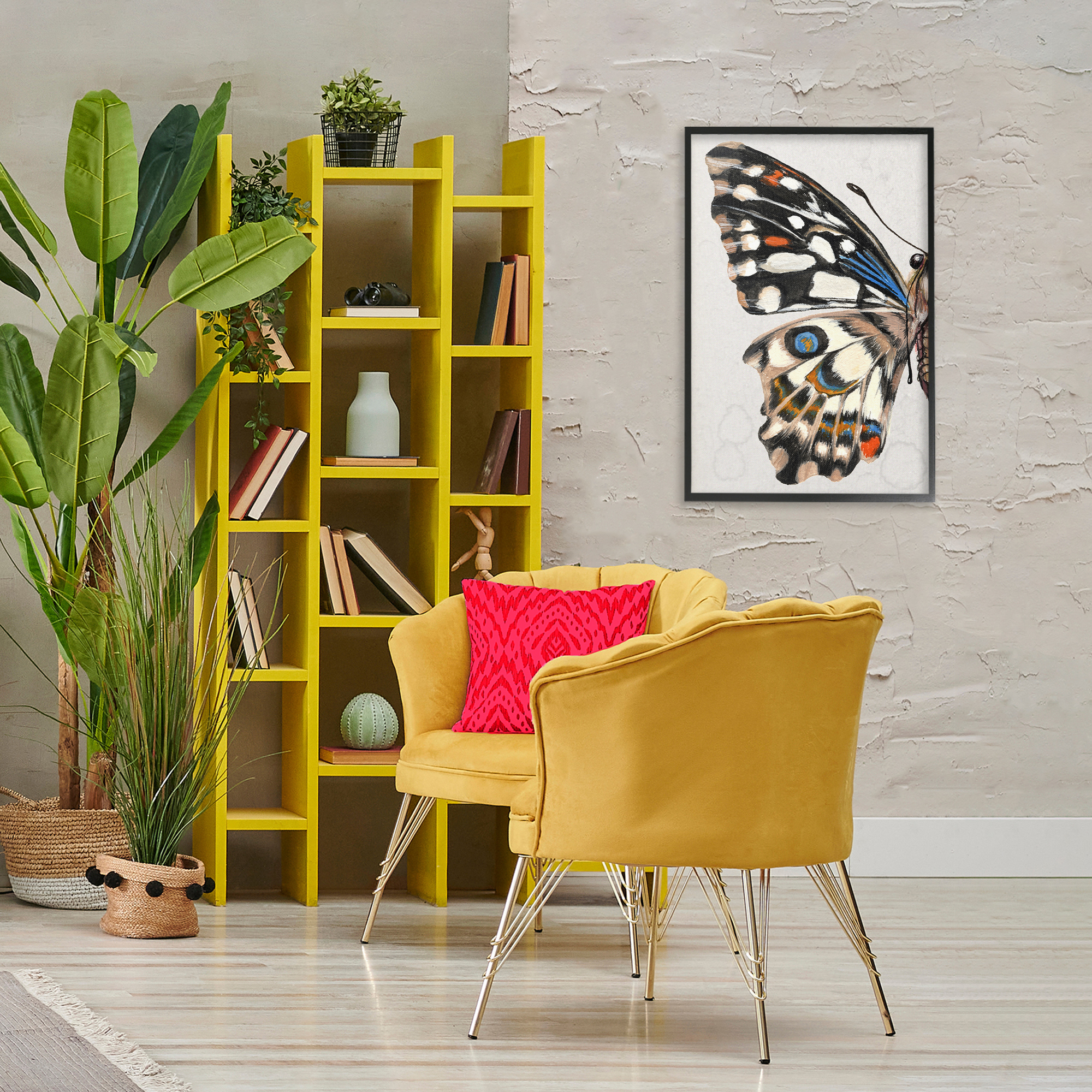 Stupell Industries Spotted Butterfly Wing Animals & Insects Painting Black Framed Art Print Wall Art, 20 x 30