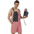 thumbnail image 4 of Mens American Flag Overalls Shorts Jumpsuit 4th of July Bib Coveralls(Red White Blue,xl), 4 of 6