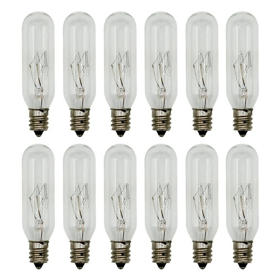 15W T6 Incandescent Tubular Bulbs, 120V, E12 Candelabra Base, Clear Glass, Warm White for Chandeliers, Signs & Display Cases