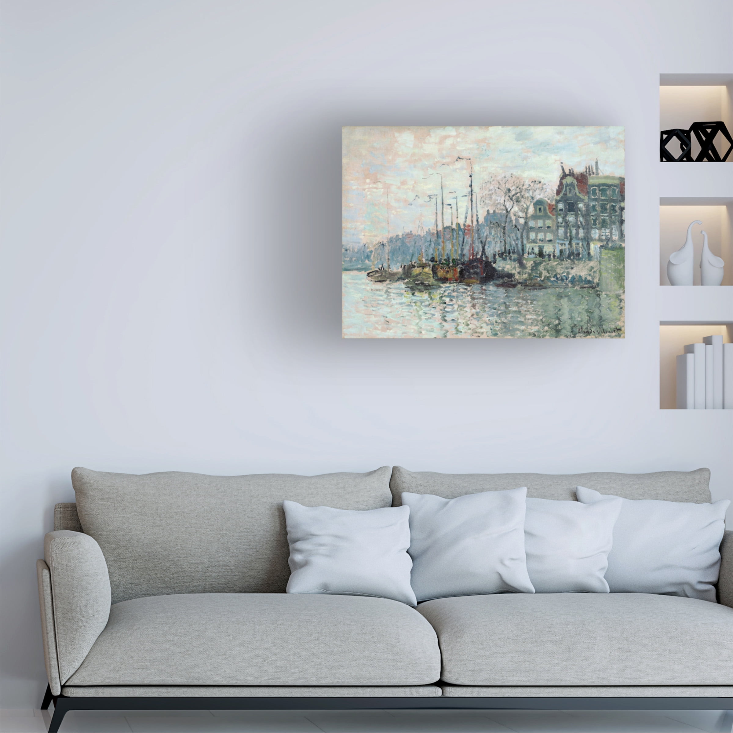 Monet 'View Of The Kromme Waal In Amsterdam' Canvas Art