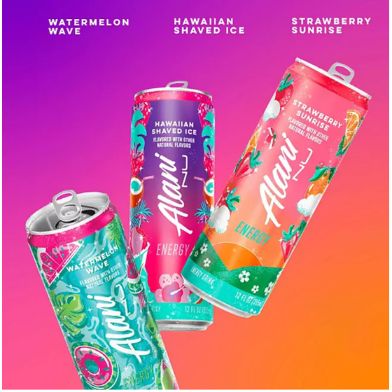 Alani Nu Energy Drinks Strawberry Sunrise, Watermelon Wave, Hawaian Shaved Ice Variety Pack | Sugar Free, Low Calorie Energy Drinks 6 Cans Total (12 fl oz Each) 6 Pack