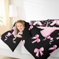 thumbnail image 4 of Feelyou Black Pink Letter Full Size Comforter Sets for Kids, Bowknot Monogrammed A Bedding Comforter Set, Princess Bow-tie Reversible Bedding Sets, Breathable Home Decor, 3pcs, 4 of 8