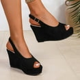 thumbnail image 4 of Viluyesy Women's Platform Sandals, Ankle Buckle Peep Toe Thick Sole 2025 Espadrilles Wedge Shoes Black 5.5, 4 of 7