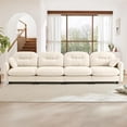thumbnail image 3 of 140" Oversized Chenille Modular Sectional Sofa with High-Density Foam Cushion and Tufted Pleated Cushion Backrest, Upholstered Modern 4-Seater Cloud Couch with 2 Pillow, for Living Room, Beige, 3 of 7